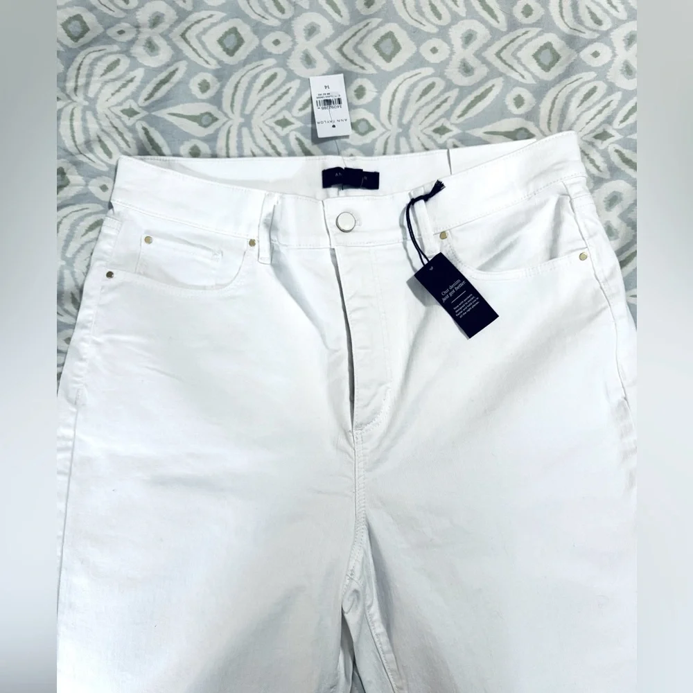Ann Taylor White Boot Crop High Rise Denim Size 14 - Picture 6 of 7